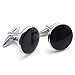 KONOV Men's Classic Round Tuxedo 2pcs Cufflinks and 4pcs Studs Set, Color Black Silver