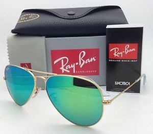 Ray-Ban RB3025 112/19 Aviator gold frame Crystal Green Mirror Lens large