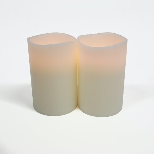Set of 2 Ivory Wax Flameless Candles with Timer - 4" x 6"
