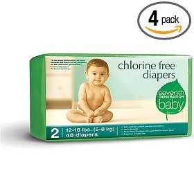 Seventh Generation Chlorine Free Diapers Size 2, Pack of 4 ,160 Diapers