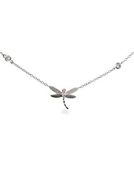 Sterling Silver Dragonfly Necklace on Bezel Chain