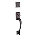 Baldwin Reserve DCNAPXDECLTSR112S Double Cylinder Napa Handleset with Left Hand Decorative Lever and Traditional Square Rose with Smartkey Venetian Bronze Finish