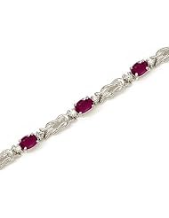 14k White Gold Natural Ruby And Diamond Tennis Bracelet