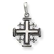 Solid Sterling Silver Antiqued Jerusalem Crusader Pendant