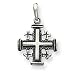Solid Sterling Silver Antiqued Jerusalem Crusader Pendant