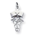 Sterling Silver Nurse Symbol Charm - JewelryWeb