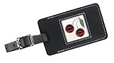 White Cherries Leather Luggage Tag