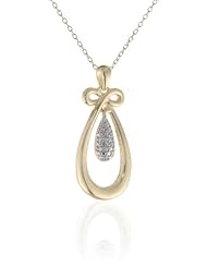 18k Yellow Gold Plated Sterling Silver Two-Tone Teardrop Pendant Necklace, 18"