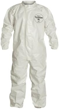 DuPont Tychem 4000 Disposable Chemical Resistant Coverall with Elastic Cuff and Bound Seams, White, 2X-Large, 12-Pack