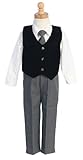 Black Velvet Vest Set with Gray Pants - Size 3