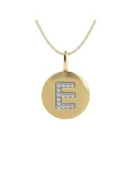 E Letter Initial Necklace Pendant in 14K Yellow Gold and Diamond by Proposition Love