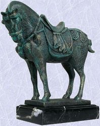 Iron horse sculpture Ancient tang replica statue marble base chinese replica (Digital Angel Decor)