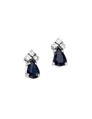 14K White Gold Pear Sapphire and Diamond Earrings