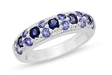 1 Carat Tanzanite and Iolite Sterling Silver Ring