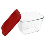 Pyrex Storage 1-7 8-Cup Storage Dish, Clear with Red Lid