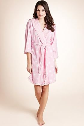 Per Una Cotton Rich Spotted Frill Dressing Gown
