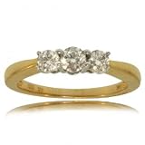 14K 2Tone Gold Anniversary Wedding Ring 3 Stone Diamond