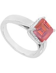 Ruby and Diamond Ring 14K White Gold - 1.00 CT TGW