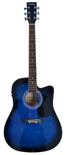 Full Size BLUE Acoustic Electric Guitar Cutaway with 3 EQ, & DirectlyCheap(TM) Translucent Blue Medium Guitar Pick