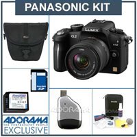 Panasonic Lumix DMC-G2K Micro System Digital SLR Camera - Black - with 14mm - 42mm f/3.5-f/5.6 Lens, 8GB SD Memory Card, Camera Case, USB 2.0 SD Card Reader, Spare BLB13 Lithium Ion Type Battery. Professional Lens Cleaning Kit,