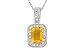 1 Carat Citrine and 1/10 Carat Diamond Pendant 14k White Gold
