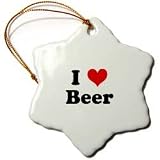 I Love Beer - 3 Inch Snowflake Porcelain Ornament