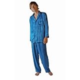 Silk Pajamas for Men (Ocean Waves, Large) Silk Sleepwear Set for Men; Valentines day gifts presents him men boyfriend husband Valentines day clothes clothing Men's Birthday Gift for Dad Husband Boyfriend Great Gift Ideas for Guys Men H Boyfriend