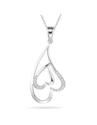 0.07 Cts Diamond Heart-in-Heart Pendant in 18K White Gold