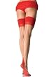 Valentine's Day Lycra Sheer Thigh High Nylon Stocking With Contrast Cuban Heel And Back Seam (Nude/Red-One Size)