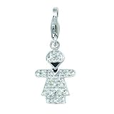14K 0.92 grams White Gold Diamond 0.08CT Girl Charm