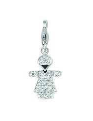 14K White Gold Diamond Girl Charm