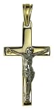 9ct 2 Colour Gold Crucifix Pendant 18 Curb