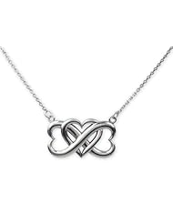 925 Sterling Silver Triple Heart Infinite Love Pendant - 16/18 Inch Adjustable Chain Included