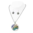 Blue Silver Hand Painted Casting Necklace Earrings Set Fashion Jewelry