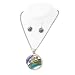 Blue Silver Hand Painted Casting Necklace Earrings Set Fashion Jewelry