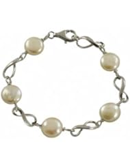 Sterling Silver Coin Freshwater Pearl 7.5" Bracelet