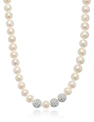 Freshwater Cultured Pearl and Crystal Fireball Necklace, 16" + 3" Extender