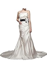Satin Natural   Waistline Sheath Evening Dress/Wedding Dress  With a Sash 