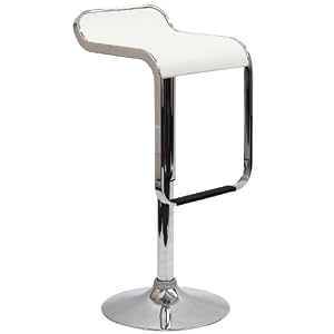 LexMod LEM Piston Style Vinyl Bar Stool in White 