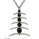 Wood necklace, 'Centipede' 0.2" W 19.1" L
