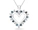 1.00 Carat Blue And White Diamond Heart Pendant in 14K White Gold