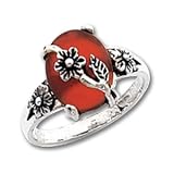 Sterling Silver Red Cat's Eye Ring