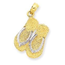 14k & Rhodium Large Double Flip-Flop Pendant