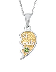 Best Friends Half (Right) Pendant in Sterling Silver with Birthstone August Peridot (Left Half sold seperately)