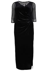 Plus Size Velvet Jeweled Slit Maxi Dress 