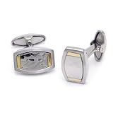 Dolan Bullock LONDON 18K Gold Hammer Finish Steel Cufflinks