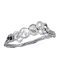 Bangle Bracelet with Black Onyx Liquid Look Sterling Silver