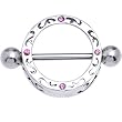 Sterling Silver 925 Pink Gem Tribal Nipple Shield