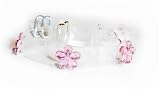 Pink rhinestone daisies on clear strap