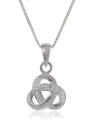 Sterling Silver Cubic Zirconia Knot Pendant Necklace 18"